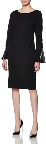 Calvin Klein Chiffon Bell Sleeve Sheath Dress Black 4