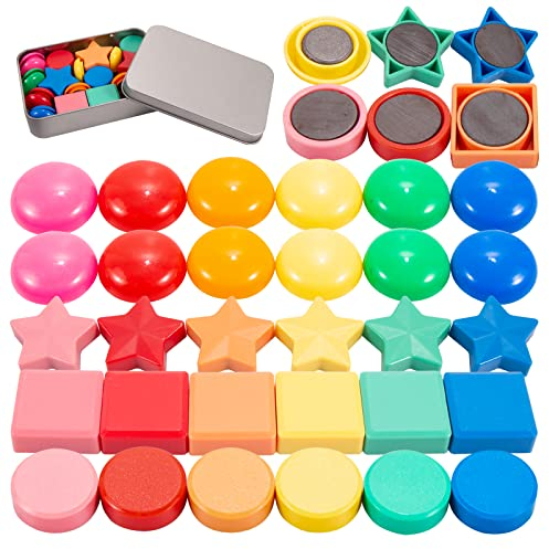 Wukong 30 Pezzi Frigorifero Magneti, 6 Colori Forti Magneti per Piastre Magnetiche, Schede di pianificazione, Ufficio, Scuola, Cartolina con Scatola di Ferro