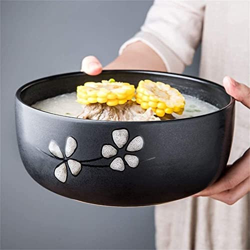 DUUDAH Ceramic Soup Bowls Noodle Ramen Curry Bowl,Bowl Ceramic Bowl,Home Anti-Scald Big Bowl Multifunction Personality Salad Ramen Deep Soup Bowl Fruit Plate