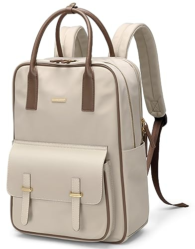 GOLF SUPAGS Schulrucksack Damen, Casual Travel Schultaschen 14 Zoll Laptop Rucksack, Rucksack mit laptopfach für Damen Arbeitsrucksac College für Schule Lässige Täglich Aprikose