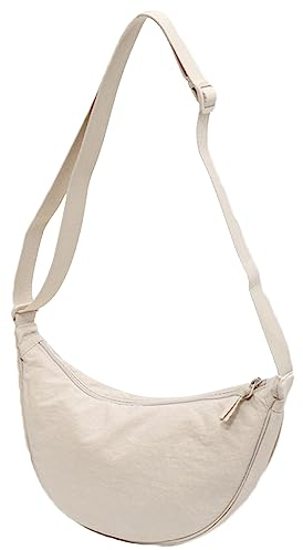 Yooamz Borsa a Tracolla in Nylon Mezzaluna Piccola Borsa a Tracolla Donna Messenger Crossbody Bag, Borsa a Spalla con Tracolla Regolabile (Beige)