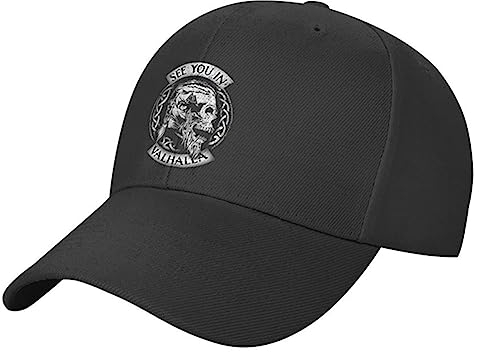 WDBAYXH Valhalla Baseballkappe Viking Odin Sport Sonnenmütze für Herren & Damen, 100% Baumwolle Trucker-Mütze Golf Outdoor Kappe, Verstellbare Schwarze Retro Freizeit Hip Hop Cap,Valhalla c,OneSize