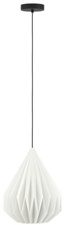 EGLO Pendellampe Minting, Pendelleuchte über Esstisch mit Plissee Lampenschirm, Hängeleuchte aus Metall in Schwarz und Papier in Weiß, Hängelampe mit E27 Fassung, Ø 31 cm