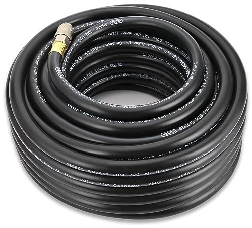 Druckluftschlauch 20m 1/4 zoll PVC Druckluft 10x17mm, 20 bar Schlauch mit Schnellkupplung Luftschlauch für Kompressor, Druckluft, robust & flexibel (-40 °C bis +70 °C) (SN6012)