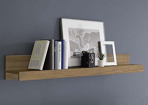 Wandregal >Belinda< in Mercure Holzstruktur - 138x16x19cm (BxHxT)