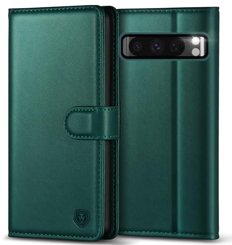 Kuafcase for Google Pixel 8 Pro Case, 4 Card Slots Magnetic Closure Kickstand Shockproof Protective Phone Case for Google Pixel 8 Pro - Green