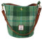 TAILORMAP Harris Tweed Frauen Bucket Bag Schultertasche Handtasche mit zwei Arten von Lederriemen, Grünes Plaid