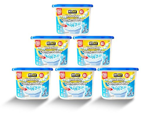 MY DIY Interior Dehumidifiers 6 Pack 500ML Condensation Remover Moisture Damp Absorber Dehumidifiers Helps Stop Damp Mould Mildew Long Lasting Ideal Home Garage Bathroom Office & Car