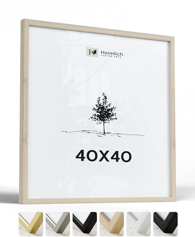 Heimlich Fotorahmen aus massivem Eichenholz – 40 x 40 cm | Heimlich® – Robuste Große Quadratische Bilderrahmen Aus Holz – Nur Wandhalterung