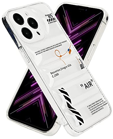 FANCOOFF Puffer Case für iPhone 15 Pro, klares Weiß und Schwarz, cooles Sportschuh-Muster, militärischer Fallschutz, weiches TPU-Material, Puffy Cover für iPhone 15 Pro (schwarz)