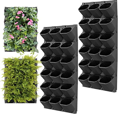 XQZMD Self Watering Wall Planting Pot, Outdoor Hanging Planter Bags with 36 Pots, Vertical Living Green Wall, Pocket Planter Hanging Wall-mounted Holder for Indoor Outdoor (36 Pcs-Black)