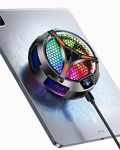 YANISM iPad Cooler, Magnetic Tablet Cooler for iPad/Surface Pro/Samsung Tab/Steam Deck, Ipad Cooling Fan with Temperature Monitor LED Gaming Light for Mobile Gaming, Tiktok Live Streaming