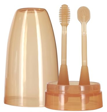 COSSIKA Brosse à Dents pour bébé 1 Ensemble Brosse à Dents en Silicone Souple pour bébé Brosse à Langue pour l'entraînement et la Dentition, Outil de Nettoyage des Dents du Nourrisson