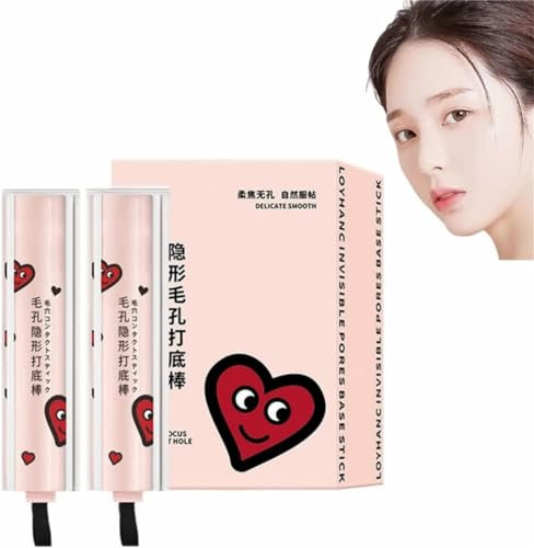 Invisible Pore Primer Stick,Magical Pore Eraser Waterproof Face Primer Stick,Hydrating Primer Face Shimmer Stick Cover Pores,Blur Stick Primer for Face,Moisturizing Long Lasting Makeup (2 Pcs)