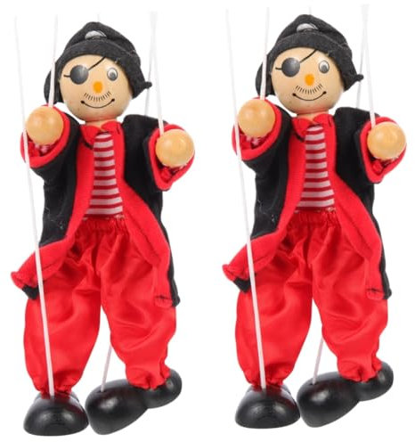 TOYANDONA 2st Marionette Piratenspielzeug Erwachsenenpuppe Für Jungs Puppen Holz Bauchredner Kind Clown
