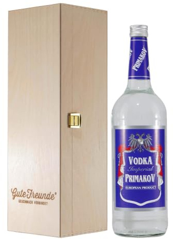 Primakov Vodka Imperial mit Geschenk-Holzkiste