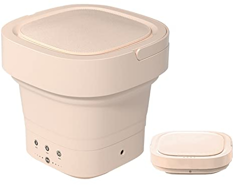 Undres kleine Waschmaschine, Reisewaschmaschine, faltbare Waschmaschine, Mini-Waschmaschine,5L,10W,geeignet für das Waschen von Unterwäsche und anderen weichen Kleidungsstücken.(Eurostecker) (Orange)