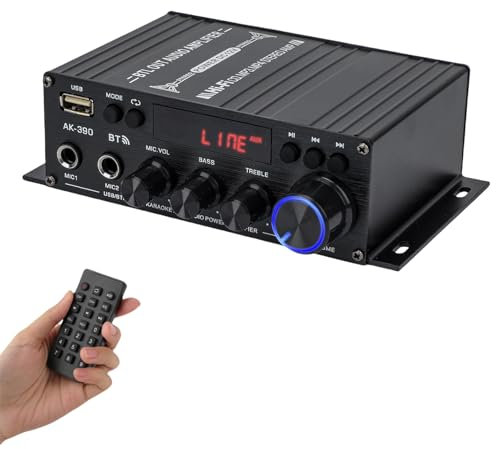 Bluetooth 5.0 Audio Home Amplificatore AK-390 400W+400W 2.0 CH HiFi Stereo Amp Receiver con USB, SD, AUX, telecomando, Antenna FM per auto casa Speaker Bar Party
