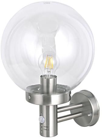 Dapo Außen-Wandleuchte Dubrowk mit Sensor Edelstahl Außenlampe H: 37cm Fassung E27 Wandbeleuchtung