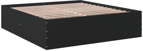 vidaXL Cadre de lit Noir 200x200 cm Bois d'ingénierie, Meuble de Chambre à Coucher, sommier, lit à Panneaux, lit, lit Double, lit Plate-Forme