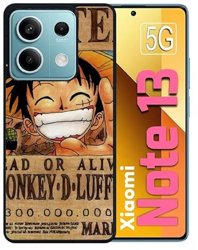 Générique Coque pour redmi Note 13 5g - One Piece Luffy Wanted - Silicone - Noir