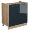 Vicco Meuble Bas sous-évier Fame-Line, Bleu foncé Brillant/Chêne de Force doré, 80 cm sans Plan de Travail