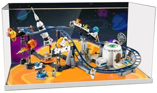 Caikbms Vitrine Acryl Schaukasten Mit Integriertem Design Kompatibel Mit Le-go 31142 Space Roller Coaster, Transparente Staubschutzhülle (Modell Nicht Im Lieferumfang Enthalten) A