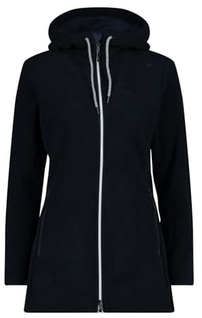 CMP - Giacca da donna in pile Knit Tech con cappuccio fisso, Black Blue, 44