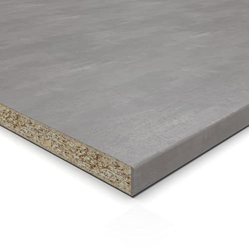 28mm Spanplatte Zuschnitt Beton Perlgrau melaminharzbeschichtet Länge bis 200cm Dekorplatten Zuschnitte mit Umleimer Auswahl: 50 x 110 cm (ABS Kante lange Seite)