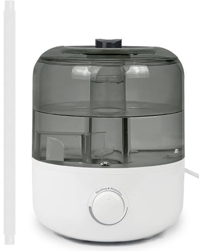 AUAAQ Reptile Fogger Humidifier Mister for Reptile Tank, 2.5L Top-Fill Terrarium Humidifier with Hose for Snakes, Tortoises, Chameleons and Ball Python, White Hose, White Base, Translucent Black Tank