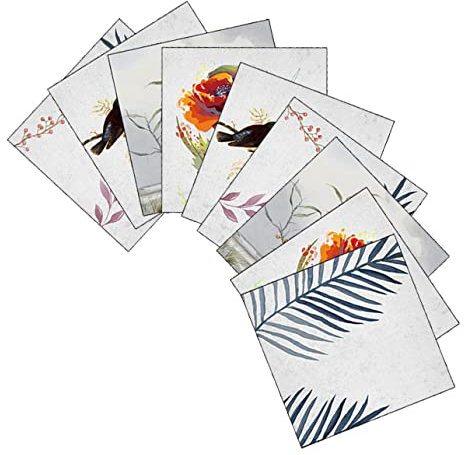 CORHAD 10stücke Teiliges Wandfliesenaufkleber Dekorative Wandtattoos Für Küche Bad Und Wohnräume Selbstklebende Abnehmbare Fliesensticker Buntem Blumen Und Vogel-design