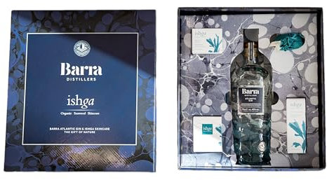 Barra Distillers Gin Gift Set - Includes Barra Atlantic Gin 70cl, 46% ABV and Ishga Self-Care Gift Set - Premium Scottish Gifts for Her or Him