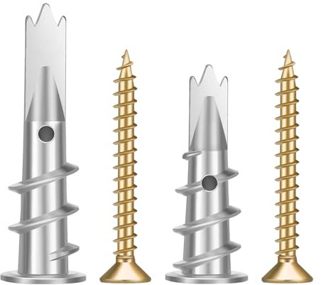 saerryor Juego de 100 fijaciones resistentes para placas de yeso, tornillo autoperforante y enchufe de pared para placas de yeso, tornillos de metal para placas de yeso