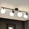 Deboola Deckenstrahler 4 Flammig Deckenleuchte Wohnzimmer - Deckenlampe Schwarz Strahler Innen Vintage Glas Deckenspots E14 Morden 350°Schwenkbar Spots für Schlafzimmer Flur(Ohne Leuchtmittel)