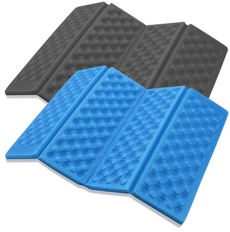 2 Stück Sitzkissen Outdoor Faltbar, Faltbares Sitzkissen für Unterwegs Sitzunterlage Outdoor Wasserdicht Sitzpolster Schaumstoff Thermo Sitzmatte (Grau+Blau)