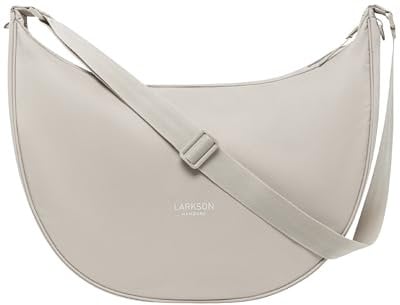 LARKSON Crossbody Bag Damen & Herren Beige - Solveig XL - Große Umhängetasche im Halbmond Style -Tasche mit 16 Zoll Laptopfach - Moon Bag - Wasserabweisend