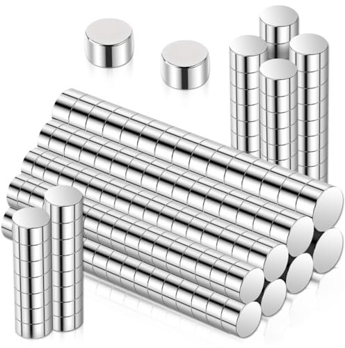 Aenienoe 400 Pack Neodym Magnete Kühlschrank Magnete Stark 3x2mm,200Pcs 4x2mm 100Pcs,5x2mm 50Pcs,6x2mm 50Pcs Klein Magneten Mini Rund für Magnettafel Pinnwand Kühlschrank Whiteboard Handwerk Fotos