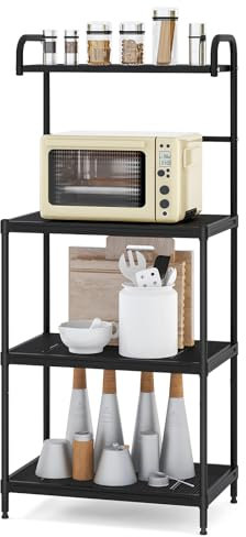 GIANTEX Scaffale da cucina a 4 ripiani in metallo con gambe regolabili, multifunzionale, autoportante, per cucina, 60 x 34,5 x 136 cm