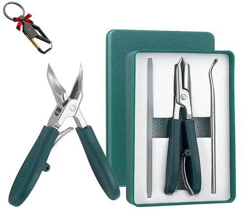 Eagle Beak Beveled Nail Clippers, Wide Jaw Opening Anti-Splash Slanted Nail Clipper, 3-Piece Sets of Eagle Beak Beveled Nails Clippers, for Thick Nails, Seniors&Ingrown Care(Green Set)