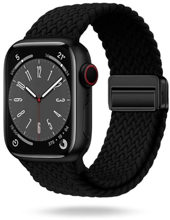 ONEFLOW Casual Loop Kompatibel mit Apple Watch 4 (40mm) Geflochtenes Armband Elastisch, Textil iWatch Armbänder Damen Herren, Sport Nylon Stoff Band Verschluss Magnetisch, Schwarz