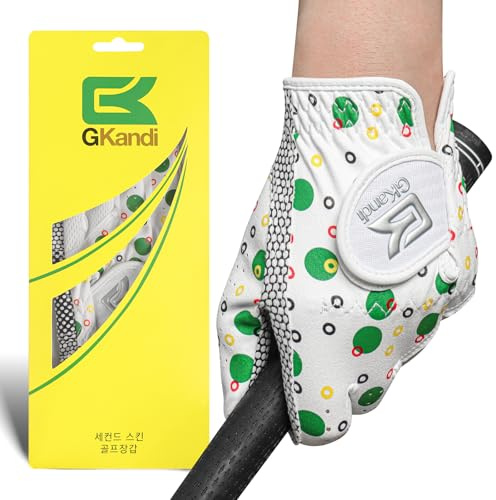 GKandi Kids Golf Glove Left Hand Right Handed Golfer 1 or 2 Pack, Breathable Grip Soft Comfort Elastic Fabric Golf Gloves for Boys Girls Youth Age 3-13 (Green-1 Pack, Small(Worn on Left Hand))