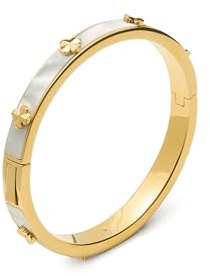 kate spade new york Bangle Bracelet, Mother of Pearl, Brass, Women's, Hinged with Push-Clasp, Adult, Regular, 30.01g, 2.38 Inch