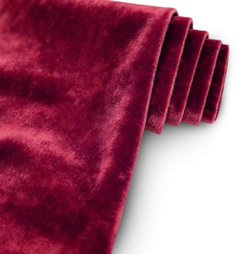 2m Pannesamt Stoff Brilliant Samt 160cm Breit, Samtstoff KEINE Meterware Glänzender Stretch Samt Dekostoff für Vorhänge Gardinen Tischdecke Bühne Kostüm Möbel,Velour Stoffe zum Nähen(Wein)