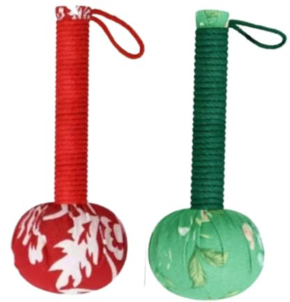 Mugwort Health - Martillo de masaje con relleno de artemisa envejecida, mango envuelto en cuerda, herramienta de golpear de cuerpo completo, varios estilos disponibles, 26 cm de longitud (rojo + verde