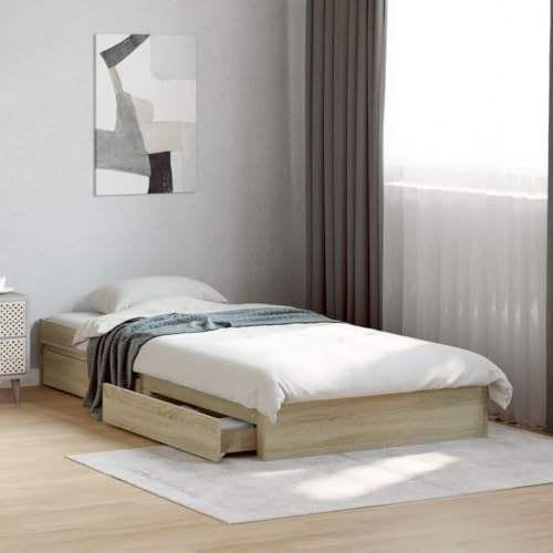 Refined Bettgestell mit Schubladen Sonoma-Eiche 100x200cm Holzwerkstoff