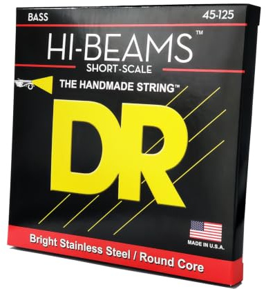 DR Strings Hi-Beam SMR5-45 – E-Bass Medium 45-125 5-Saiter Short Scale | Round Core, Edelstahl, Brillanter Klang, Viel Sustain, Made in USA