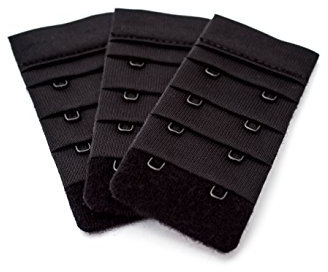 3 Piece pack of black bra extenders - 2 hook narrow, 2 hook wide, 3 hook or 4 hook (2 hook wide 35mm)