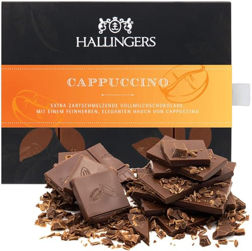 Hallingers Cappuccino - Vollmilch Edel-Schokolade mit Cappuccino - handmade, alkoholfrei (Box) - Geschenk im Sommer & als perfektes Grillgeschenk | Jahrestag Neues Zuhause Genesung