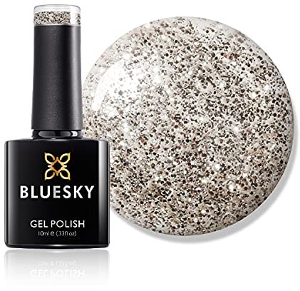 Bluesky Gel-Nagellack, Golden Sand DC007, Gold-Glitzer, langlebig, splitterfest, 10 ml (Trocknen unter UV-LED-Lampe erforderlich)