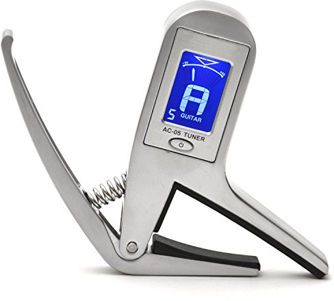 Elagon Metallischer Kapodaster + Stimmgerät 2 in 1 für akustische, elektrische, klassische Gitarren und für Nicht-Standard-Stimmungen